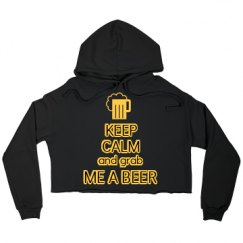 Ladies Relaxed Fit Cropped Fleece Hoodie