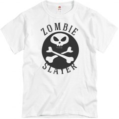 Men's Zombie Slayer Halloween Shirt with Skull Design